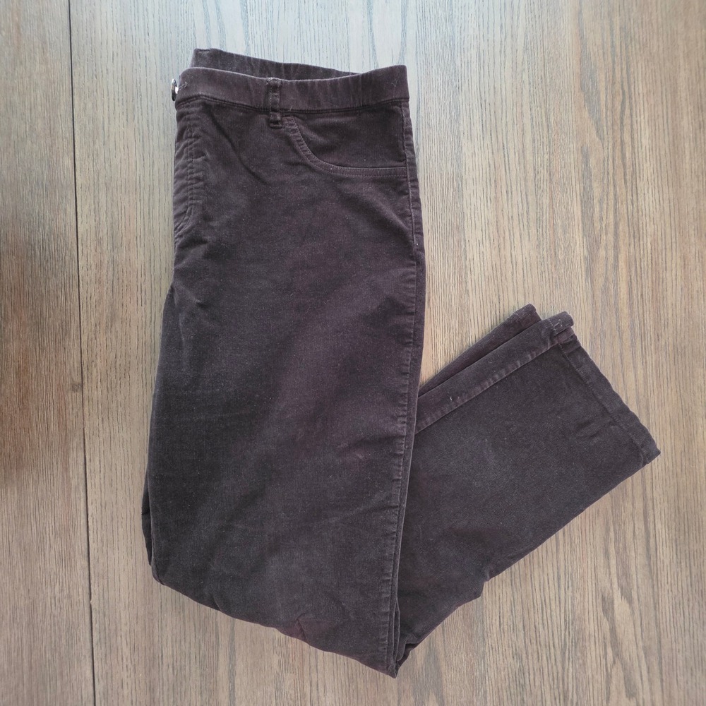 Tribal Womens Brown Corduroy Straight Leg Stretch Pull On Pants Size 16 102710